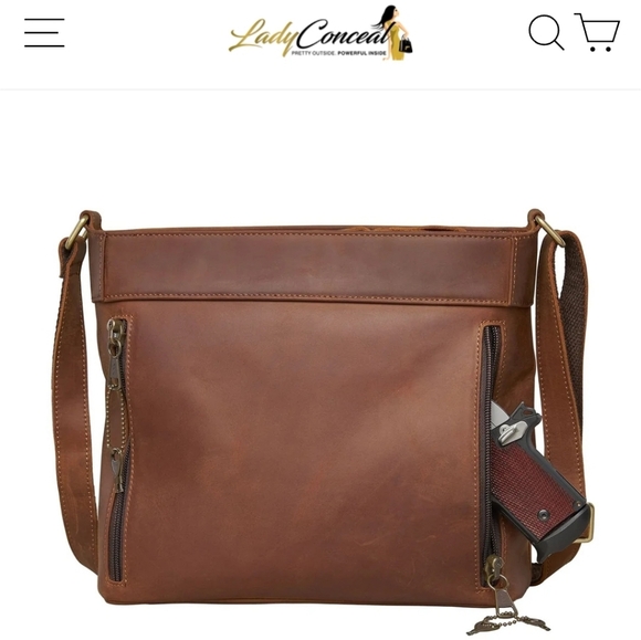Lady Conceal Brown Leather Crossbody Purse - Picture 5 of 5